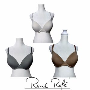 Rene Rofe Essentials 36D Bra Bundle Lot of 3 Everyday Comfort Bras